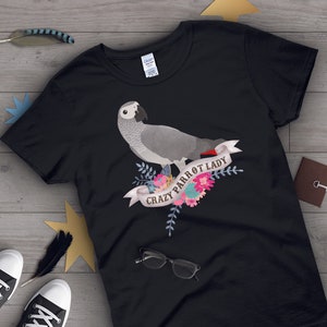 African Grey Parrot Shirt, Women, Funny Parrot Lover Gift, Cute Bird T-shirt, African Gray Parrot Tshirt, Pet Graphic Tee, Clothing, Blue