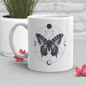 Demigirl Pride Coffee Mug, Demigirl Pride Flag Gift, LGBT Gift, Butterfly, Agender, Nonbinary, Genderqueer, Transgender Trans Demiwoman