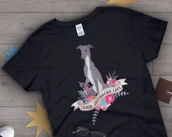 Greyhound Shirt, Women, Dog Lover Gift, Cute Italian Greyhound T-shirt, Whippet Lover TShirt, Pet Graphic Tee, Dog Lover Tops, Pink, Blue