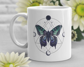 Gay Man Pride Coffee Mug, Gay Men Flag Gift, LGBT Mug, Butterfly, Gay Pride Month Festival, Blue Gay Male Flag, LGBTQIA, Subtle, Discreet