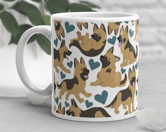 German Shepherd Coffee Mug, Cute German Shepherd Lover Gift, Dog Mom Dad, Gift for Her, Him, Housewarming, Birthday, Pet Mug, Dog Gifts