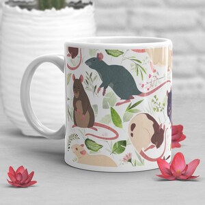 Rat Coffee Mug, Cute Rat Gift, Rat Lover, Rat Cup, Gift for Her, Him, Hooded Albino White Rat, Rat Decor, Rat Mom, Rat Dad, Mouse Mug