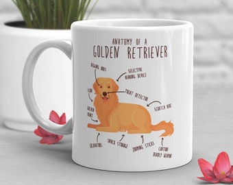 Funny Golden Retriever Coffee Mug, Cute Golden Retriver Gift, Dog Lover, Gift for Her, Him, Golden Retriever Mom, Dad, Anatomy, Birthday