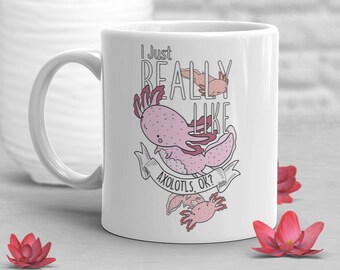 Axolotl Coffee Mug, Cute Axolotl Gift, Mexican Walking Fish Lover, Funny Pink Axolotl Cup, Gift for Her, Him, Birthday, Mom, Dad, Anatomy