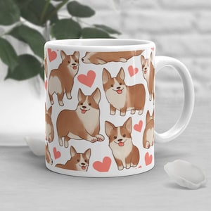 Corgi Coffee Mug, Cute Corgi Gift, Dog Lover, Gift for Her, Him, Housewarming, Birthday, Pembroke Welsh Corgi, Black Mug, Pet Mug