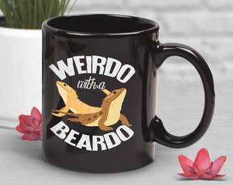 Bearded Dragon Coffee Mug, Cute Reptile Gift, Bearded Dragon Lover, Funny Lizard Cup, Gift for Him, Her, Birthday, Weirdo With A Beardo