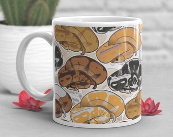 Ball Python Kaffeetasse, niedliches Schlangen-Liebhaber-Geschenk, lustiges Reptilien-Becher, Geschenk für ihn sie, Geburtstagstasse, Albino-Scheckungs-Python, Schlangenmutter-Schlangenvater