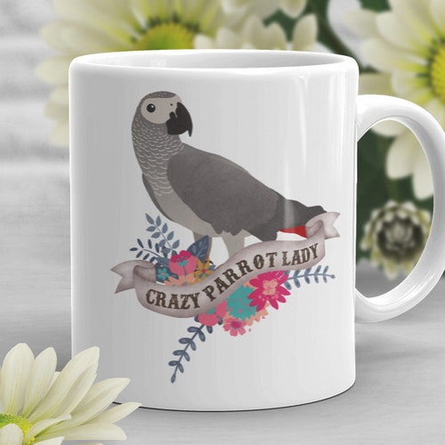 African Grey Parrot Coffee Mug Cute Parrot Gift Bird Lover Etsy