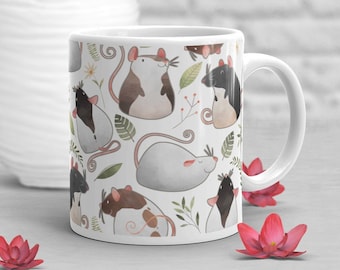 Rat Coffee Mug, Cute Rat Gift, Rat Lover, Rat Cup, Gift for Her, Him, Housewarming, Birthday, Rat Decor, Rat Mom, Rat Dad, Mouse Mug