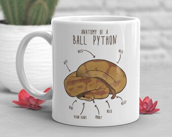Karamell Ball Python Kaffeetasse, niedliches Schlangen-Liebhaber Geschenk, lustiges Reptil Becher, Geschenk für ihn, sie, Geburtstagstasse, Anatomie, Schlangenmutter, Schlangenpapa