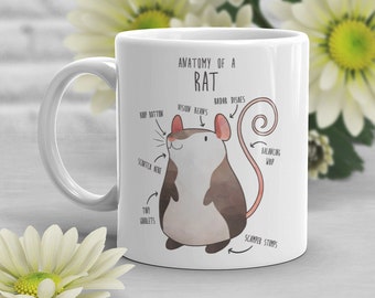 Rat Coffee Mug, Cute Rat Gift, Rat Lover, Rat Cup, Gift for Her, Him, Housewarming, Birthday, Rat Decor, Rat Mom, Rat Dad, Mouse Mug Anatomy