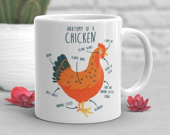 Chicken Coffee Mug, Cute Chicken Gift, Chicken Lover, Funny Chicken Cup, Gift for Her, Him, Birthday, Chicken Decor, Hen, Mom, Dad, Anatomy