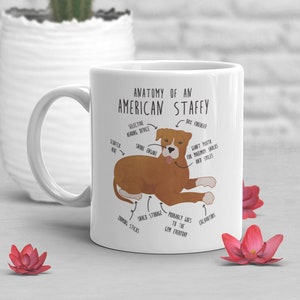 American Staffordshire Terrier Coffee Mug, Cute Amstaff Gift, Staffy Dog Lover, Funny Gift for Her, Him, Pet Animal, Dog Mom, Dog Dad, Fawn