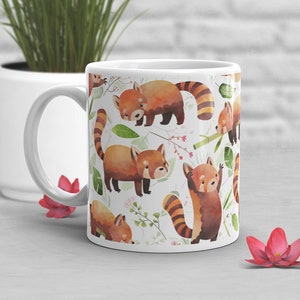 Red Panda Coffee Mug, Cute Animal Gift, Red Panda Lover, Gift for Her, Him, Housewarming, Friend, Birthday, Secret Santa, Wild Animal, Green