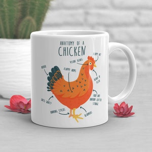 Chicken Coffee Mug, Cute Chicken Gift, Chicken Lover, Funny Chicken Cup, Gift for Her, Him, Birthday, Chicken Decor, Hen, Mom, Dad, Anatomy