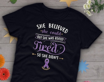 Fibromyalgi-tröja, kvinnor, osynlig kronisk sjukdom-t-shirt, present, fibroband, fibromyalgimedvetenhet, Spoonie-tröja, skedteori, lila