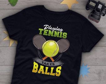 Lustiges Tennis Shirt, Frauen, Männer, Tennis Geschenk, Tennis-Liebhaber-T-Shirt, Tennis-T-Shirts, Geschenk für ihn, sie, Geburtstag, Tennis Top, nimmt Bälle, grau