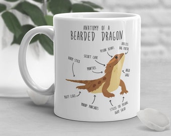 Bearded Dragon Coffee Mug, Cute Reptile Gift, Bearded Dragon Lover, Funny Lizard Cup, Gift for Him, Her, Housewarming, Birthday, Anatomy