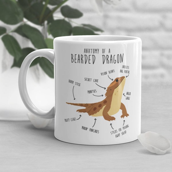 Bearded Dragon Coffee Mug, Cute Reptile Gift, Bearded Dragon Lover, Funny Lizard Cup, Gift for Him, Her, Housewarming, Birthday, Anatomy