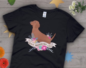 Dackel Shirt, Frauen, Weiner Hunde-Liebhaber-Geschenk, süßes Wursthund-T-Shirt, Doxie-Liebhaber-T-Shirt, Haustier-Grafik-T-Shirt, Hundeliebhaber-Oberteile rosa blau
