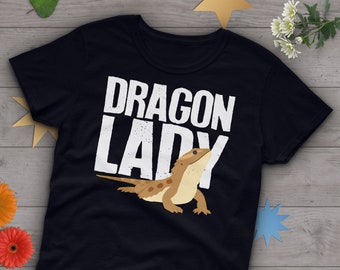 Bearded Dragon Shirt, Women Tshirt, Pet Reptile Lover Gift, Funny Lizard T-Shirt, Cute Bearded Dragon Graphic Tee, Dragon Lady, Navy