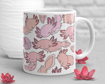 Axolotl Coffee Mug, Cute Axolotl Gift, Mexican Walking Fish Lover, Funny Pink Axolotl Cup, Gift for Her, Him, Housewarming, Birthday