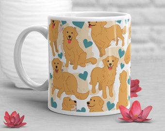 Golden Retriever Coffee Mug, Cute Golden Retriver Gift, Dog Lover, Gift for Her, Him, Golden Retriever Mom, Currently Unsupervised, Blue