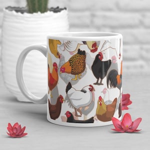 Chicken Coffee Mug, Cute Chicken Gift, Chicken Lover, Funny Chicken Cup, Gift for Her, Him, Housewarming, Birthday, Chicken Decor, Hen Mug