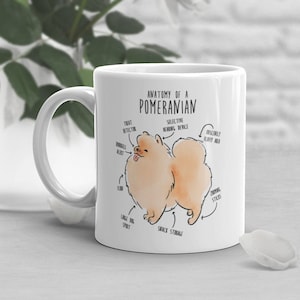 Pomeranian Coffee Mug, Cute Pom Gift, Dog Lover, Funny Gift for Her, Him, Birthday, Red Orange Pomeranian, Pet Mug Dog Mom Dad, Anatomy