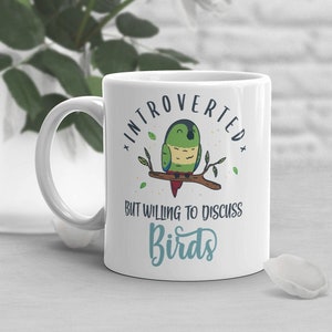 Funny Bird Coffee Mug, Cute Parrot Gift, Green Cheek Conure Lover, Gift for Her, Him, Birthday, Black Greencheek Mug, Introvert, Introverted