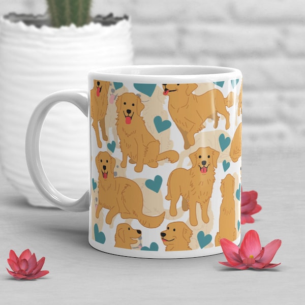 Golden Retriever Coffee Mug, Cute Golden Retriver Gift, Dog Lover, Gift for Her, Him, Golden Retriever Mom, Currently Unsupervised, Blue