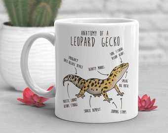 Leopard Gecko Coffee Mug, Cute Reptile Gift, Gecko Lover, Funny Lizard Cup, Gift for Him, Her, Birthday, Anatomy, Mom Dad, Herpetologist