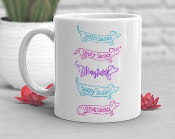 Taza de café con diseño de perro salchicha, regalo adorable para amantes de los perros salchicha, regalo divertido para ella o él, inauguración de casa, cumpleaños, mamá de un perro salchicha, taza negra