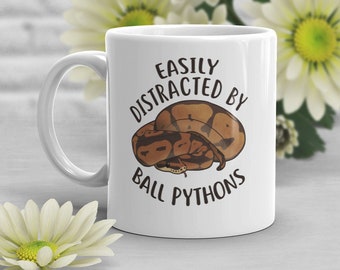 Ball Python Kaffeetasse, niedliches Schlangen-Liebhaber-Geschenk, lustiges Reptilien-Becher, Geschenk für Ihn, Sie, Tasse, Schlangenmutter, Schlangenpapa, leicht abgelenkt von Pythons