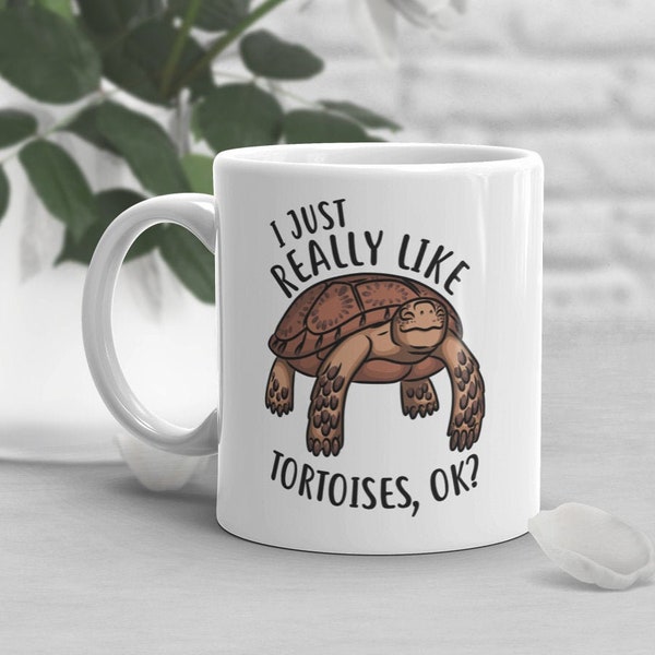 Tortoise Coffee Mug, Cute Reptile Lover Gift, Funny Pet Turtle Mug, Gift for Him, Her, Birthday, Sulcata Tortoise Mom Dad, Animal Cup