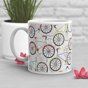 Bicycle Coffee Mug, Bike Lover Cup, Vintage Retro Cyclist Gift, Rider Mug, Mountain Bike, Cute Fixie, Biking, Gift For Him, Her, Birthday