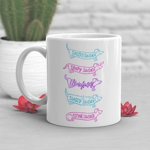 Dachshund Coffee Mug, Cute Weiner Dog Gift, Sausage Dog Lover, Funny Gift for Her, Him, Housewarming, Birthday, Dachshund Mom, Black Mug