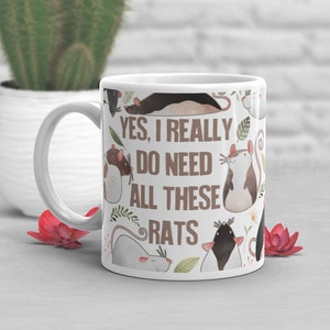 Rolig råttkaffemugg, söt råttpresent, råttälskare, råttkopp, present till henne, honom, inflyttningspresent, födelsedag, råttdekor, råttmamma, råttpappa, musmugg