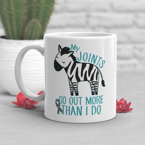 Tasse à café du syndrome d'Ehlers-Danlos, cadeau invisible pour la douleur causée par la maladie chronique, ruban EDS, cuillère à soupe, théorie de la cuillère, sensibilisation, tasse zèbre, pots
