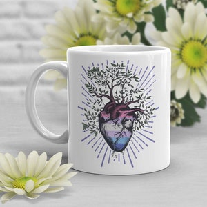 Bigender Pride Coffee Mug, Bi-Gender Pride Flag Gift, LGBT Gift, Heart Tree of Life, Gay Pride, Nonbinary, Non-Binary, Transgender, Trans