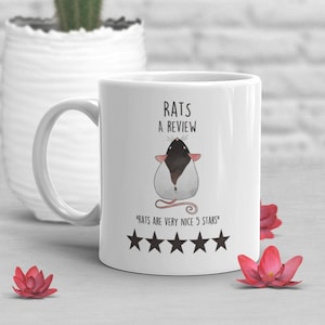 Rat Coffee Mug, Cute Rat Gift, Rat Lover, Funny Rat Cup, Gift for Her, Him, Birthday, Rat Mom, Rat Dad, Mouse, Review, Year, Rattie, Hooded