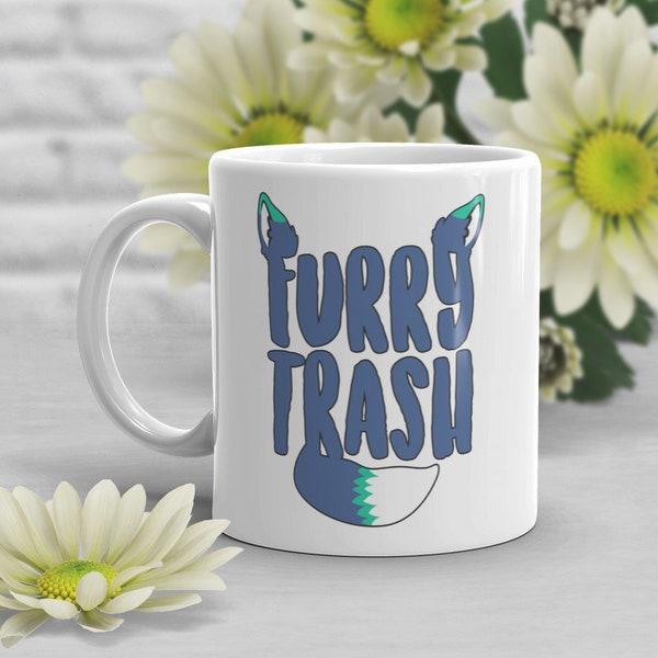Furry Trash Coffee Mug, Cute Wolf Fox Lover Gift, Gifts for Him Her, Birthday, Furry Fandom, Fursuit, Yiff, Convention, Anthro, Fursona