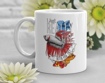 Betta Fish Coffee Mug, Cute Siamese Fighting Fish Gift, Pet Betta Lover, Funny Beta Fish Cup, Aquarium Tropical Tank, Fish Mom, Dad, Koi