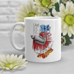Betta Fish Coffee Mug, Cute Siamese Fighting Fish Gift, Pet Betta Lover, Funny Beta Fish Cup, Aquarium Tropical Tank, Fish Mom, Dad, Koi