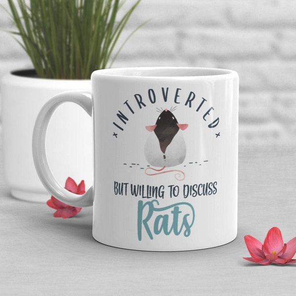 Funny Rat Coffee Mug, Cute Rat Gift, Rat Lover, Rat Cup, Gift for Her, Him, Housewarming, Birthday, Rat Decor, Rat Mom Introvert Introverted