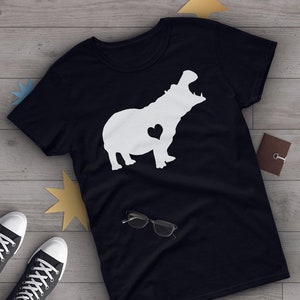 Hippo Shirt, Women Men, Hippopotamus Lover Gift, Cute Hippo T-shirt, Cute Animal Tshirt, Graphic Tee, Tops, Gift for Him, Her, Birthday Navy