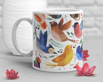 Taza de café con forma de pájaro, regalo para amantes de las aves, observación de aves, avistamiento de aves, ornitólogo, observador, cardenal, arrendajo azul, petirrojo, diamante de Gould