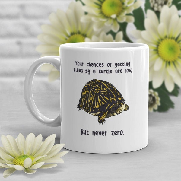 Turtle Coffee Mug, Cute Reptile Lover Gift, Funny Pet Tortoise Mug, Box Turtle, Gift for Him, Her, Turtle Mom Dad, Terrapin Animal Cup Meme