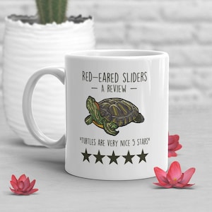 Red-Eared Slider Turtle Coffee Mug, Cute Reptile Lover Gift, Funny Pet Tortoise Mug, Gift for Him, Her, Turtle Mom Dad, Terrapin Animal Cup
