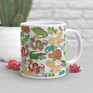 Reptile Coffee Mug, Cute Lizard Gift, Snake Lover, Funny Bearded Dragon Mug, Gift for Her, Him, Housewarming, Birthday Gecko Tortoise Iguana